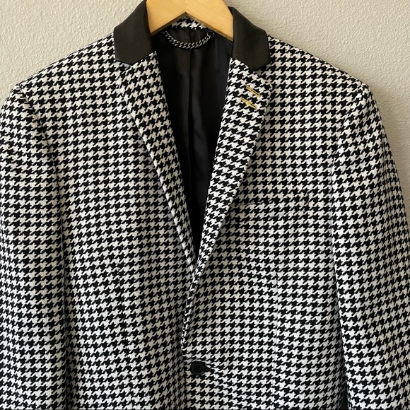 Topman Roe Skinny Fit Houndstooth Suit Jacket - Picture 3 of 16